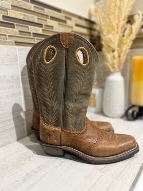 Ariat Two-Tone Brown and Olive Western Cowboy Boots